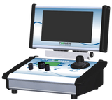 PTZ series control console with integrated fold-up monitor and joystick