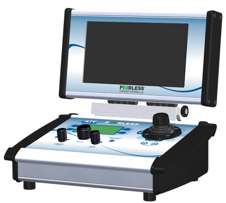 PTZ series control console with integrated fold-up monitor and joystick