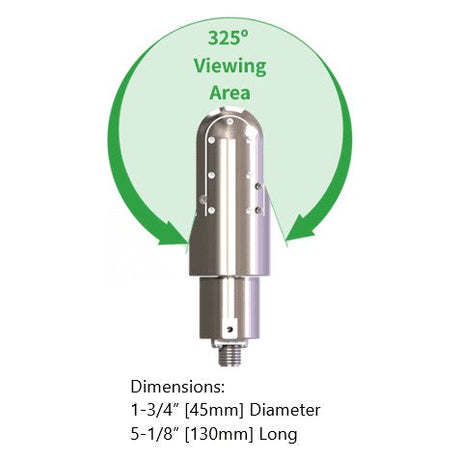 PTZ45XD camera head 325 degree viewing area, 1-3/4 in (45 mm) diameter by 5-1/8 in (130 mm) long