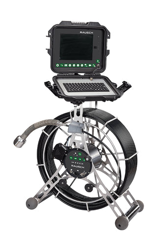minCam MC50 self-leveling push camera reel with 200 ft push rod and 8.4 inch control unit