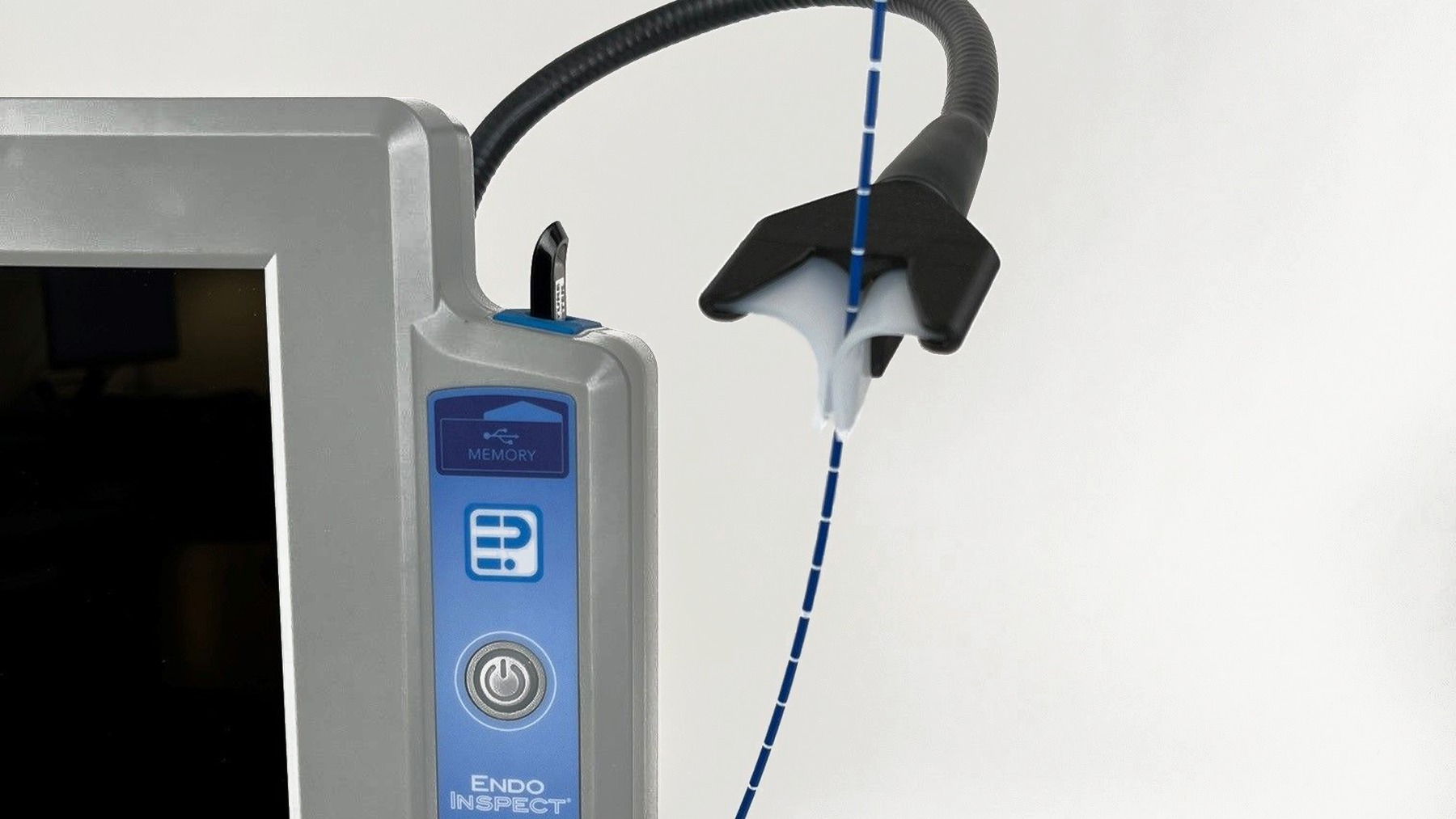 EndoInspect scope holder with USB base and memory